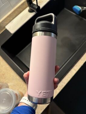 Yeti Pink Stainless Steel Rambler Travel Bottle with Black Lid